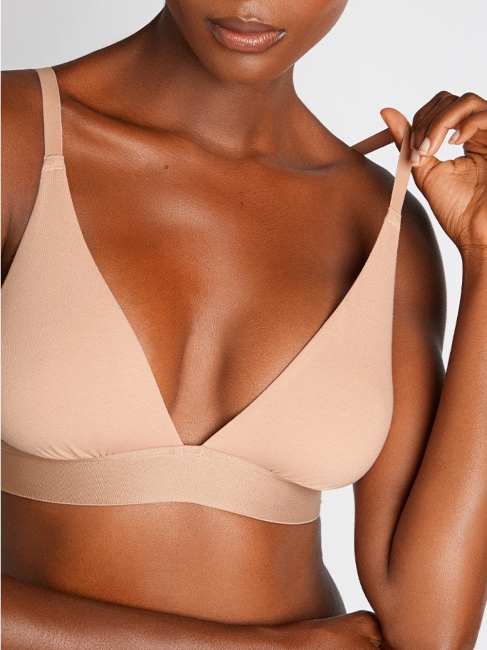Negative Underwear Adjustable Nude Triangle Bralette - Soft Beige - Size 1 Small